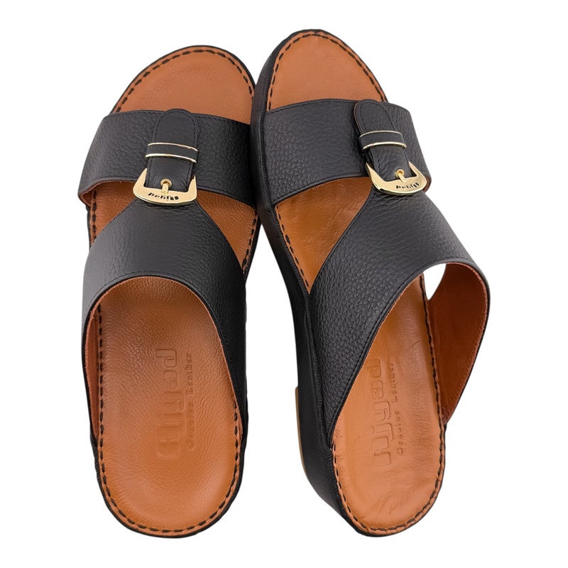 AJYAD Handmade Arabic Sandals For Men | Outdoor Mens Slippers | Everyday Flip Flops Open Toe | Arabic Genuine Shamwa Leather | New Design | Tan Footbed | Comfortable & LightWeight - Image 2